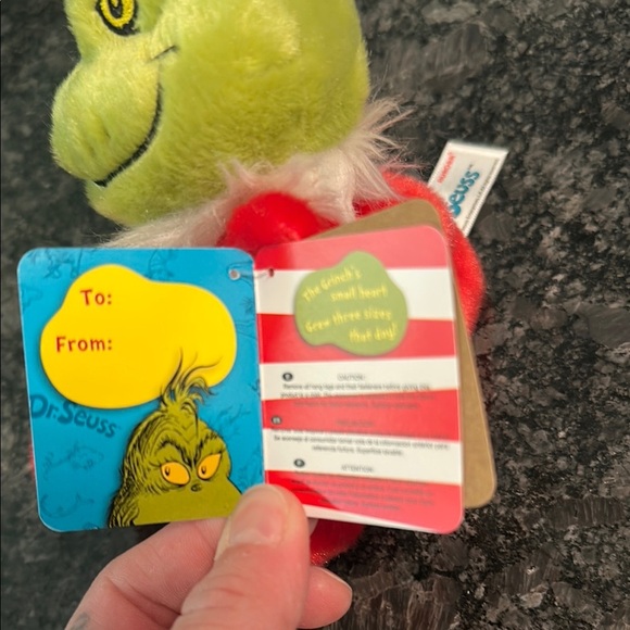 Dr. Seuss Grinch Small Beanie Plush with Red Santa Hat NWT - Picture 7 of 14